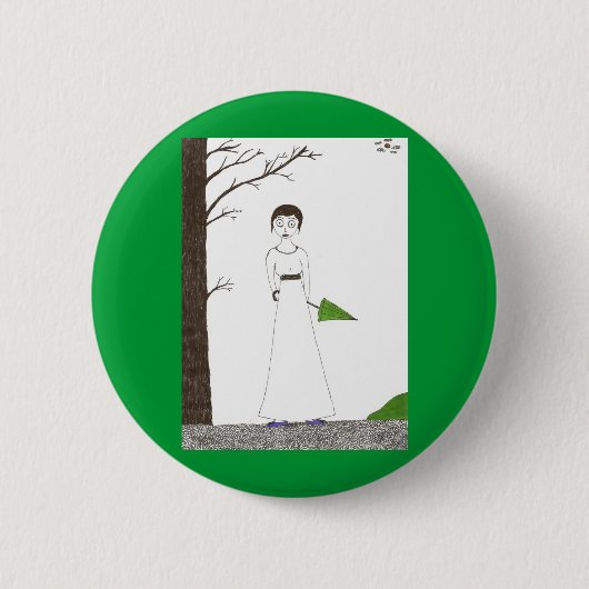 Creepy Jane Austen Rice Painting Ronde Button 5,7 Cm (Voorkant)