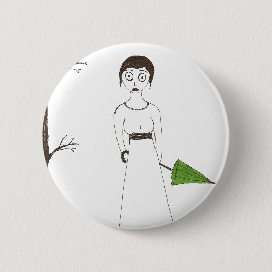 Creepy Jane Austen Rice Painting Ronde Button 5,7 Cm (Voorkant)