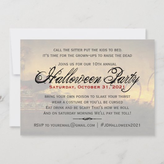 Creepy Jester Carnival Halloween Invitation Kaart (Achterkant)