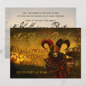 Creepy Jester Carnival Halloween Invitation Kaart (Voorkant / Achterkant)