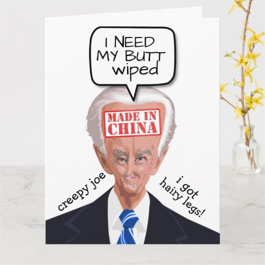 CREEPY JOE BIDEN FUNNY, maar BIRTHDAY-KAARTEN Kaart (Gele Bloem)