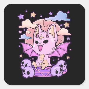 Creepy Kawaii Chibi Horror Cute Creepy Pastel Goth Vierkante Sticker