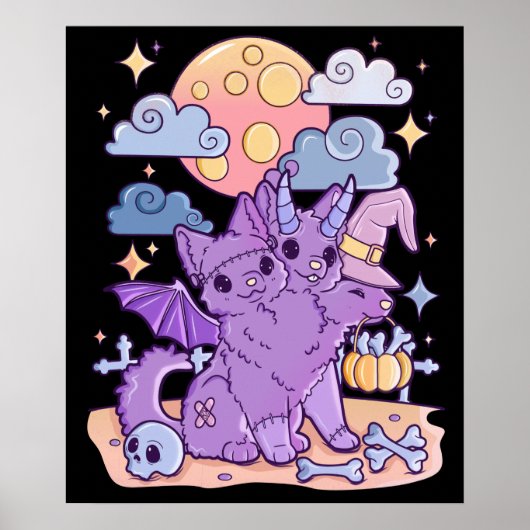 Creepy Kawaii Chibi Horror Pastel Gothic Poster (Voorkant)