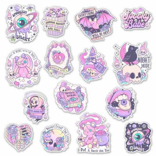 Creepy Kawaii Pastel Gothic Witchery Sticker (Voorkant)