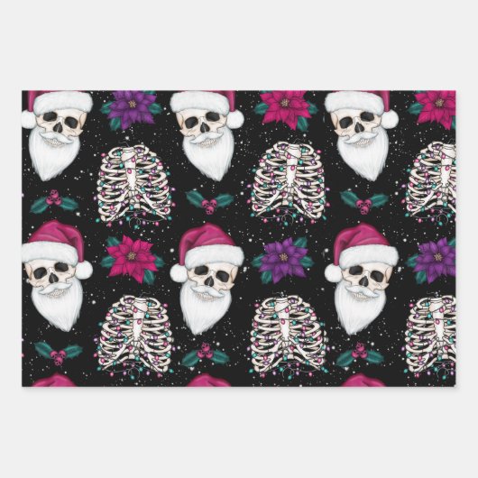 Creepy Kerstkerstkerstkerstkerstmanen en skeletten Inpakpapier Vel (Voorkant)