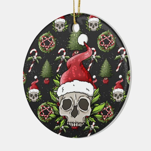 Creepy Kerstkerstman Keramisch Ornament (Links)