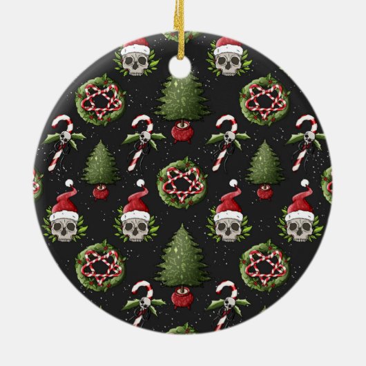 Creepy Kerstkerstman Keramisch Ornament (Achterkant)