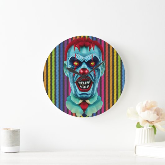 Creepy Killer Zombie Clown Horror Art Grote Klok (Huis)