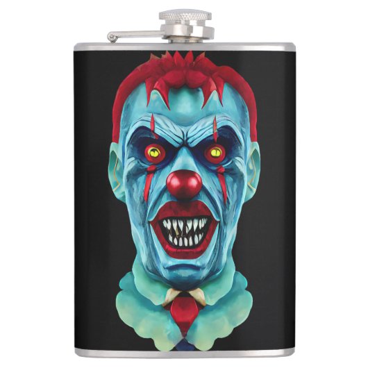 Creepy Killer Zombie Clown Horror Art Heupfles (Voorkant)