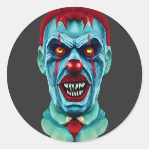 Creepy Killer Zombie Clown Horror Art Ronde Sticker
