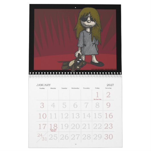Creepy Kinder agenda Kalender (Jan 2027)