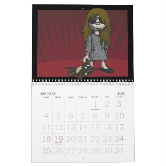 Creepy Kinder agenda Kalender (Jan 2026)