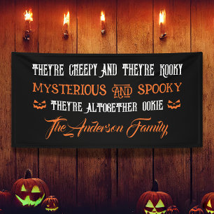 Creepy Kooky Halloween Family Haunted House Zwart Spandoek