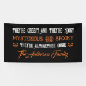 Creepy Kooky Halloween Family Haunted House Zwart Spandoek (Horizontaal)