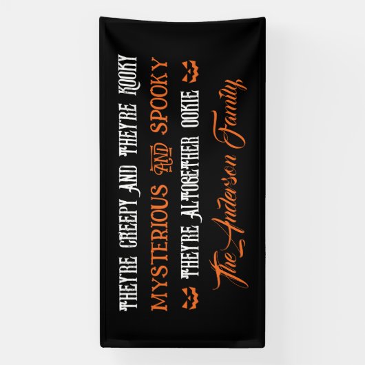 Creepy Kooky Halloween Family Haunted House Zwart Spandoek (Verticaal)