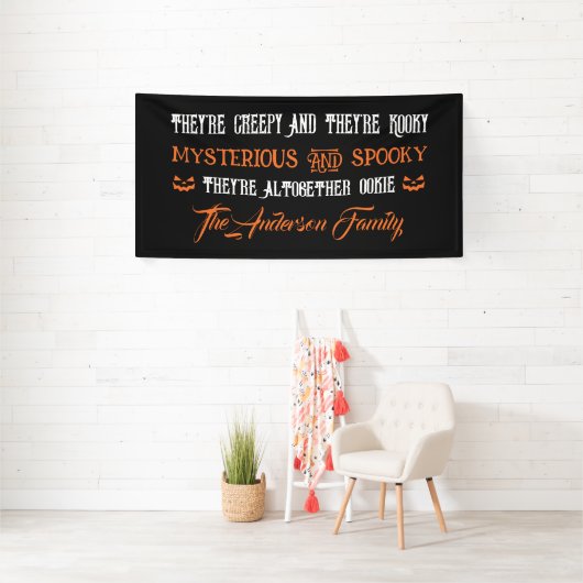 Creepy Kooky Halloween Family Haunted House Zwart Spandoek (Insitu)