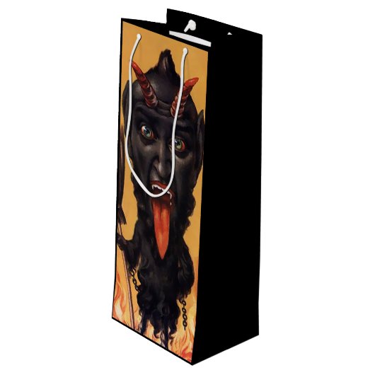 Creepy Krampus Wine Gift Bag Wijn Cadeautas (Achterkant Gekanteld)
