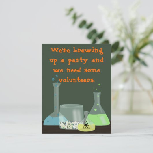 Creepy Laboratory Halloween Invitation, twee zijde Kaart (Staand voorkant)