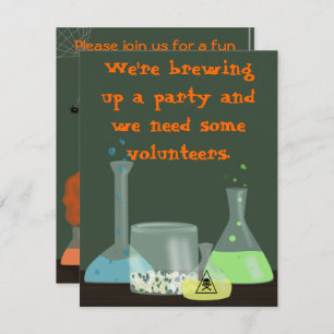 Creepy Laboratory Halloween Invitation, twee zijde Kaart