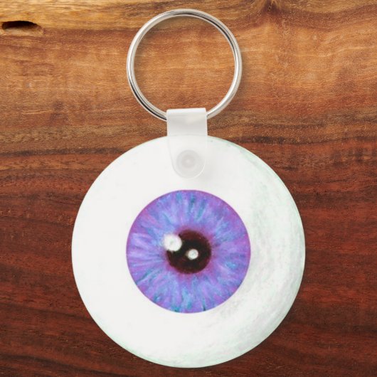 Creepy Lavendar Azure Eyeball Sleutelhanger (Voorkant)