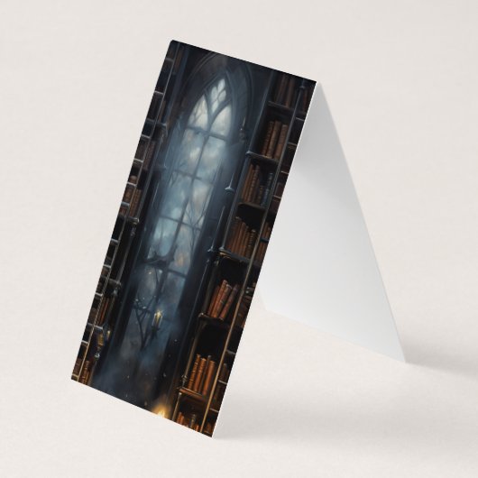 Creepy Library Vouwen Bladwijzer Bookmarkers Visitekaartje (Achterkant)