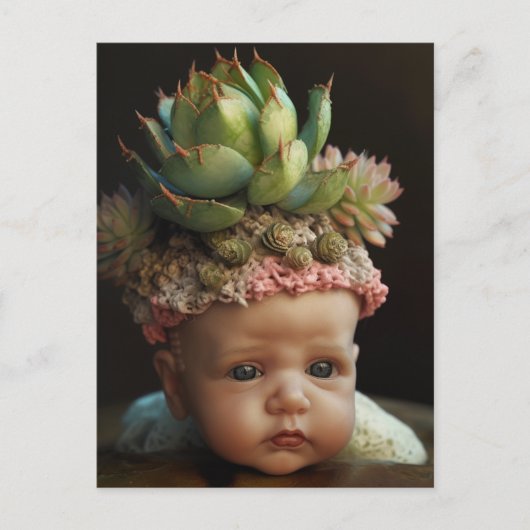 Creepy Lifelike Doll Succulent Garden Briefkaart (Voorkant)