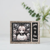Creepy Little Child Pompoen Patch Halloween Briefkaart (Staand voorkant)