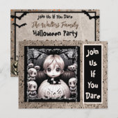Creepy Little Child Pompoen Patch Halloween Briefkaart (Voorkant / Achterkant)