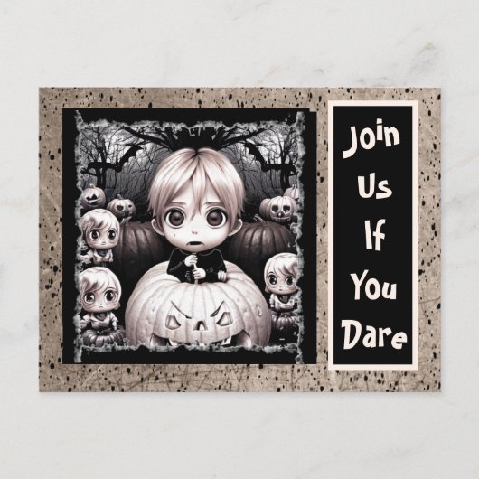 Creepy Little Child Pompoen Patch Halloween Briefkaart (Voorkant)