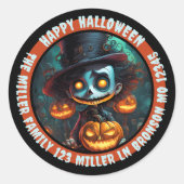 Creepy Man en Jack-O-Lanterns Envelope Seals Ronde Sticker (Voorkant)