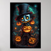 Creepy Man en pompoenen Halloween Poster (Voorkant)