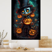 Creepy Man en pompoenen Halloween Poster (Keuken)