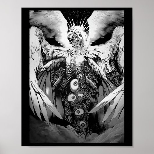 Creepy Manga Bijbelse engel enge ogen Horror Hall Poster (Voorkant)