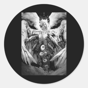 Creepy Manga Bijbelse engel enge ogen Horror Hall Ronde Sticker