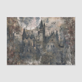 Creepy Mansion Spooky Bat Halloween Moon Decoupage Tissuepapier