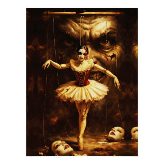Creepy Marionette Ballerina Horror Puppet Art  Perfect Poster