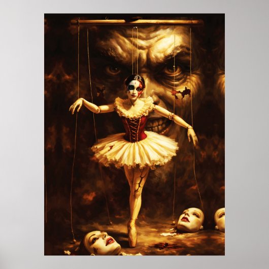 Creepy Marionette Ballerina Horror Puppet Art  Poster (Voorkant)