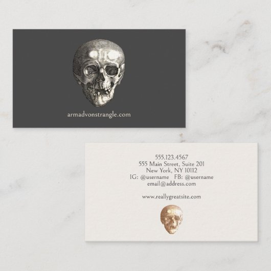 Creepy  menselijke schedel Halloween Visitekaartje (Voorkant / Achterkant)
