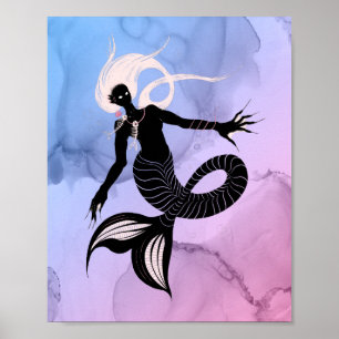 Creepy Mermaid Dark Fantasy Monster Gothic Poster