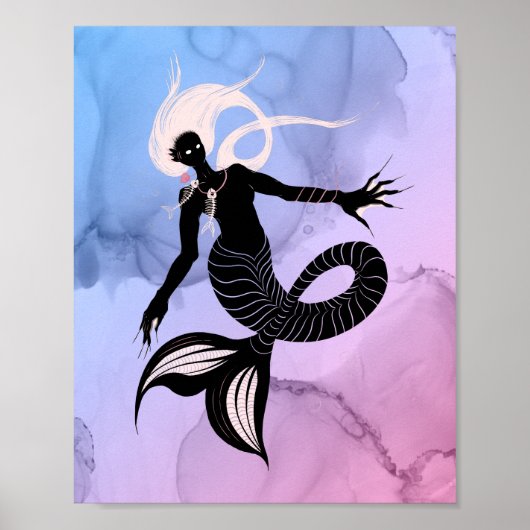Creepy Mermaid Dark Fantasy Monster Gothic Poster (Voorkant)