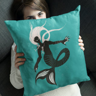Creepy Mermaid Fishbone Ketting Gothic Dark Art Kussen