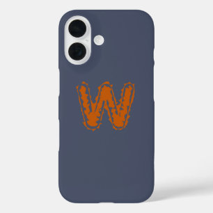 Creepy Monogram Botsende Sinaasappel op Blauw iPhone 16 Hoesje