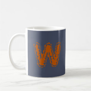 Creepy Monogram Botsende Sinaasappel op Blauw Koffiemok