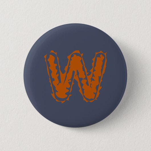Creepy Monogram Botsende Sinaasappel op Blauw Ronde Button 5,7 Cm (Voorkant)