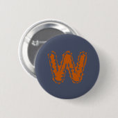 Creepy Monogram Botsende Sinaasappel op Blauw Ronde Button 5,7 Cm (Voorkant /achterkant)