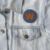 Creepy Monogram Botsende Sinaasappel op Blauw Ronde Button 5,7 Cm (In situ)