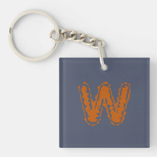 Creepy Monogram Botsende Sinaasappel op Blauw Sleutelhanger