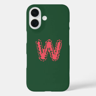 Creepy Monogram Botsing Roze op Groen iPhone 16 Hoesje