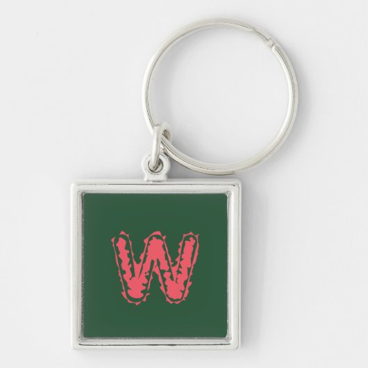 Creepy Monogram Botsing Roze op Groen Sleutelhanger (Voorkant)