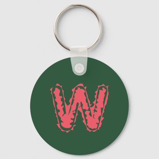Creepy Monogram Botsing Roze op Groen Sleutelhanger (Voorkant)